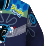 customized carolina panthers spongebob playtime blue varsity jacket best selling
