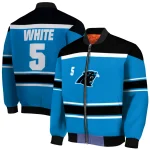 customized carolina panthers stripe statement blue black bomber jacket best selling