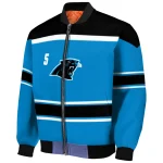 customized carolina panthers stripe statement blue black bomber jacket best selling