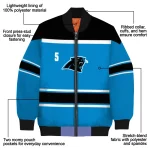 customized carolina panthers stripe statement blue black bomber jacket best selling