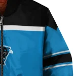 customized carolina panthers stripe statement blue black bomber jacket best selling
