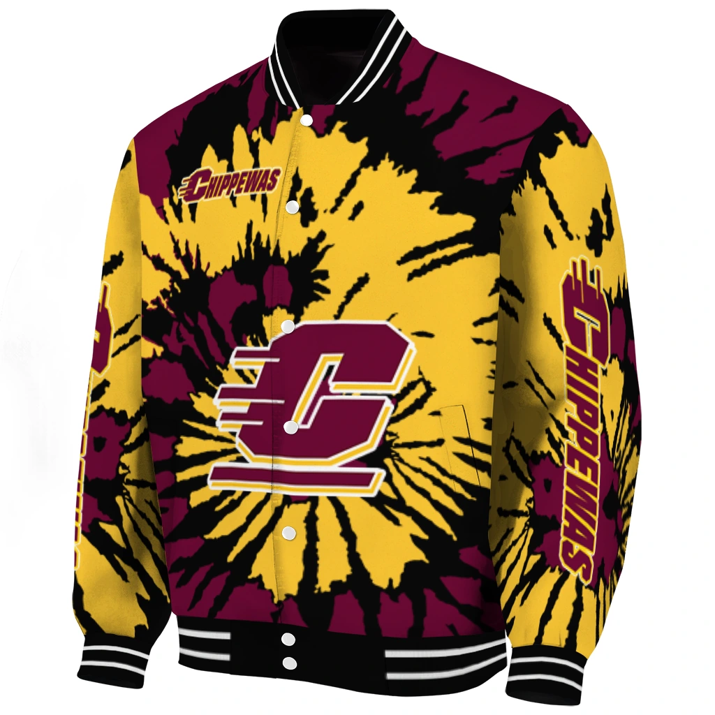 customized central michigan chippewas burst splatter maroon varsity jacket best selling customized central michigan chippewas burst splatter maroon varsity jacket best selling