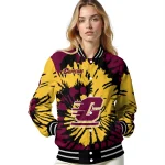 customized central michigan chippewas burst splatter maroon varsity jacket best selling