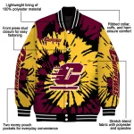 customized central michigan chippewas burst splatter maroon varsity jacket best selling