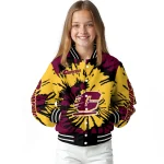 customized central michigan chippewas burst splatter maroon varsity jacket best selling