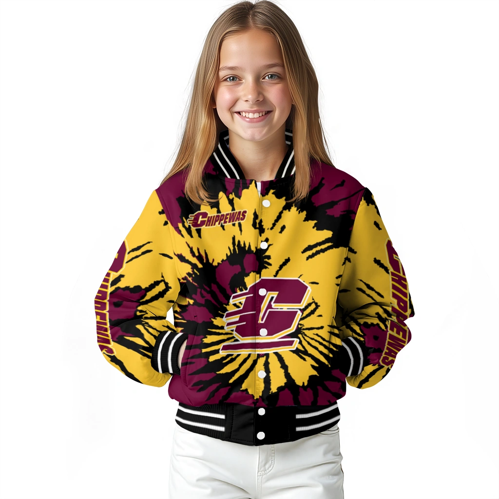 customized central michigan chippewas burst splatter maroon varsity jacket top rated customized central michigan chippewas burst splatter maroon varsity jacket top rated
