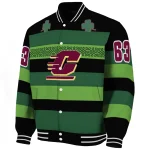 customized central michigan chippewas clover green lines green black varsity jacket best selling