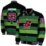 customized central michigan chippewas clover green lines green black varsity jacket best selling