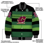 customized central michigan chippewas clover green lines green black varsity jacket best selling