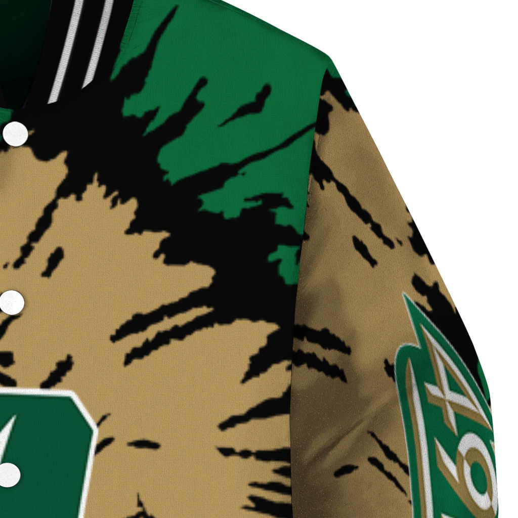 customized charlotte 49ers burst splatter green varsity jacket premium grade customized charlotte 49ers burst splatter green varsity jacket premium grade