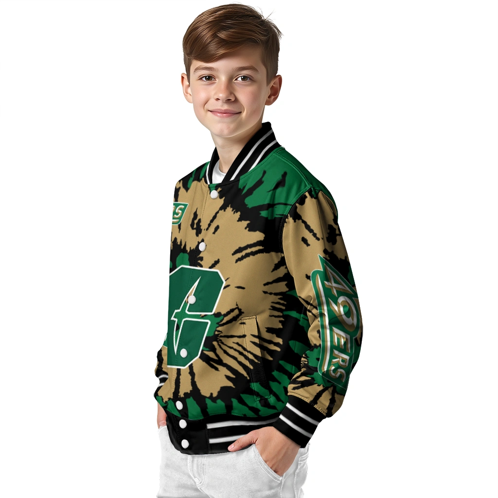 customized charlotte 49ers burst splatter green varsity jacket trendy customized charlotte 49ers burst splatter green varsity jacket trendy