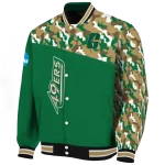 customized charlotte 49ers camouflage splash green varsity jacket best selling
