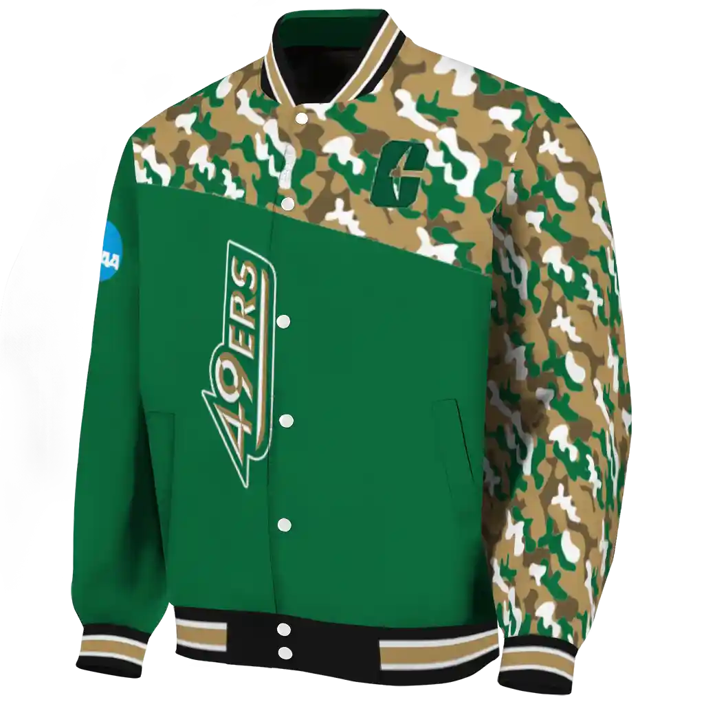 customized charlotte 49ers camouflage splash green varsity jacket best selling customized charlotte 49ers camouflage splash green varsity jacket best selling