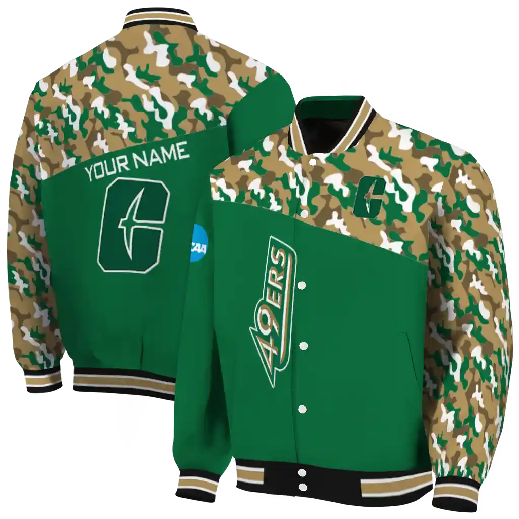customized charlotte 49ers camouflage splash green varsity jacket fashion forward customized charlotte 49ers camouflage splash green varsity jacket fashion forward