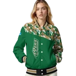 customized charlotte 49ers camouflage splash green varsity jacket best selling