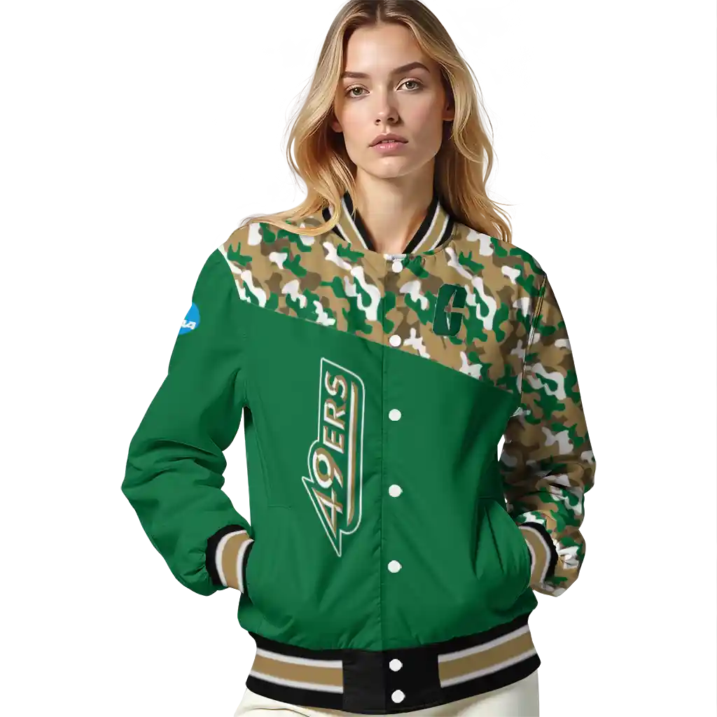 customized charlotte 49ers camouflage splash green varsity jacket latest model customized charlotte 49ers camouflage splash green varsity jacket latest model
