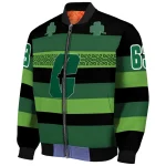 customized charlotte 49ers clover green lines green black bomber jacket best selling