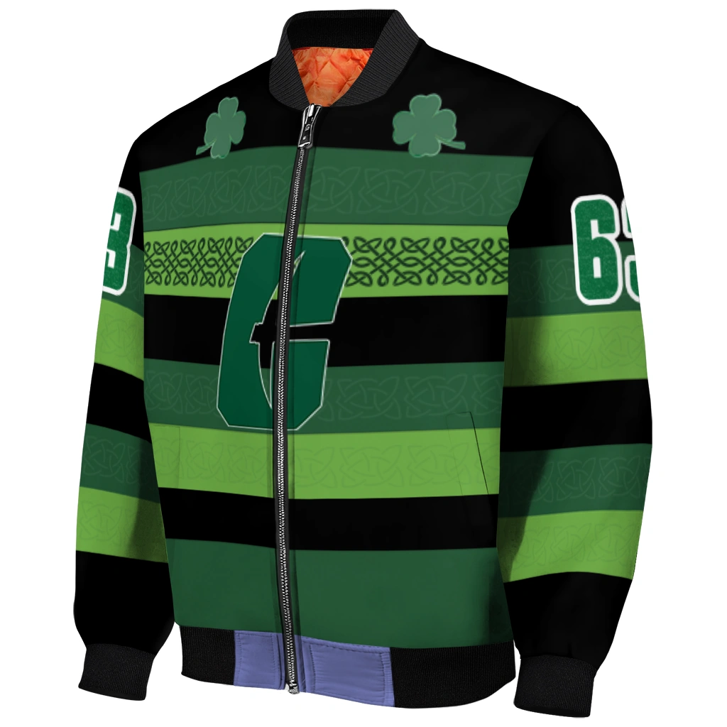 customized charlotte 49ers clover green lines green black bomber jacket fashion forward customized charlotte 49ers clover green lines green black bomber jacket fashion forward