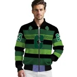 customized charlotte 49ers clover green lines green black bomber jacket best selling