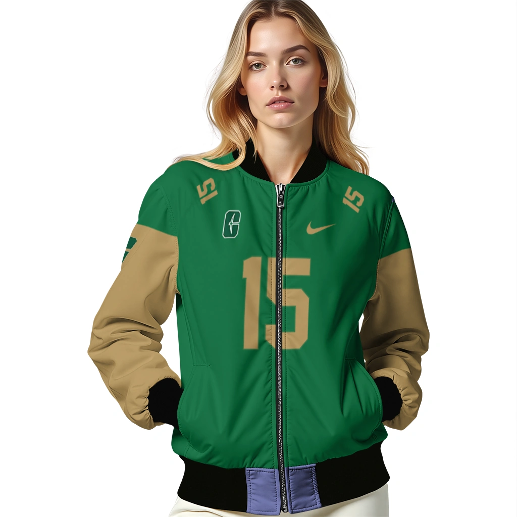 customized charlotte 49ers team patch green bomber jacket latest model customized charlotte 49ers team patch green bomber jacket latest model