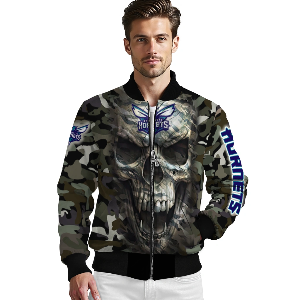 customized charlotte hornets camouflage skull camouflage bomber jacket high quality customized charlotte hornets camouflage skull camouflage bomber jacket high quality
