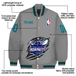 customized charlotte hornets claw accent grey varsity jacket best selling