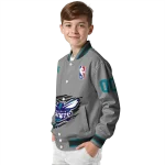 customized charlotte hornets claw accent grey varsity jacket best selling