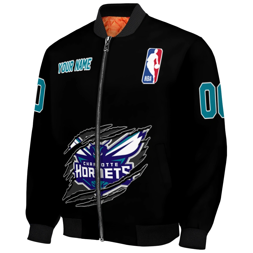 customized charlotte hornets claw edge black bomber jacket fashion forward customized charlotte hornets claw edge black bomber jacket fashion forward