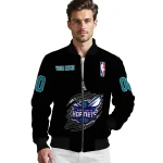 customized charlotte hornets claw edge black bomber jacket best selling