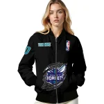 customized charlotte hornets claw edge black bomber jacket best selling