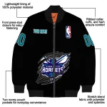 customized charlotte hornets claw edge black bomber jacket best selling