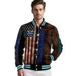 customized charlotte hornets flag wood brown varsity jacket best selling
