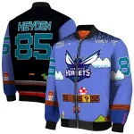 customized charlotte hornets mario blocks blue black bomber jacket best selling