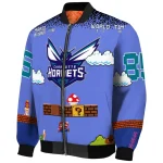customized charlotte hornets mario blocks blue black bomber jacket best selling