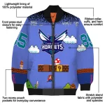 customized charlotte hornets mario blocks blue black bomber jacket best selling