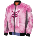 customized charlotte hornets pink tie dye pink bomber jacket best selling