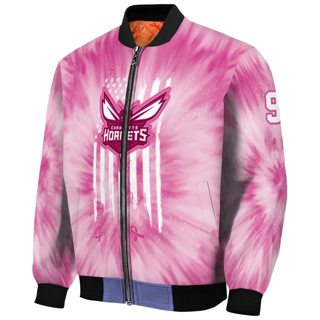 customized charlotte hornets pink tie dye pink bomber jacket fashion forward customized charlotte hornets pink tie dye pink bomber jacket fashion forward