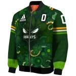 customized charlotte hornets shamrock vortex green bomber jacket best selling