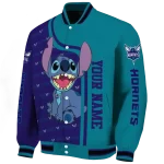 customized charlotte hornets stitch laughing teal varsity jacket best selling