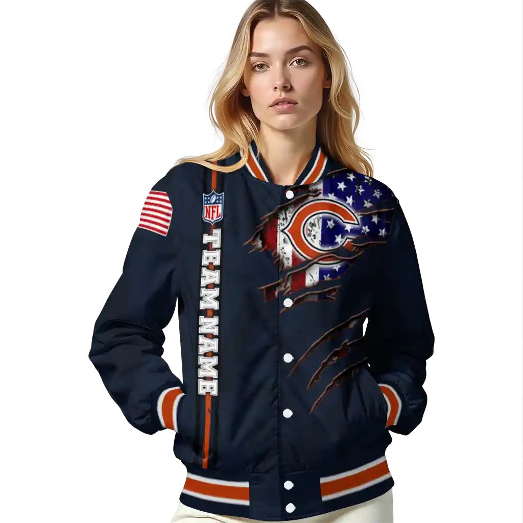 customized chicago bears american pride tears blue varsity jacket latest model customized chicago bears american pride tears blue varsity jacket latest model