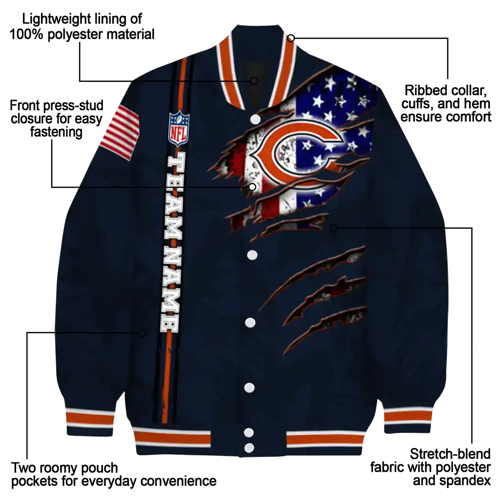 customized chicago bears american pride tears blue varsity jacket new arrival customized chicago bears american pride tears blue varsity jacket new arrival