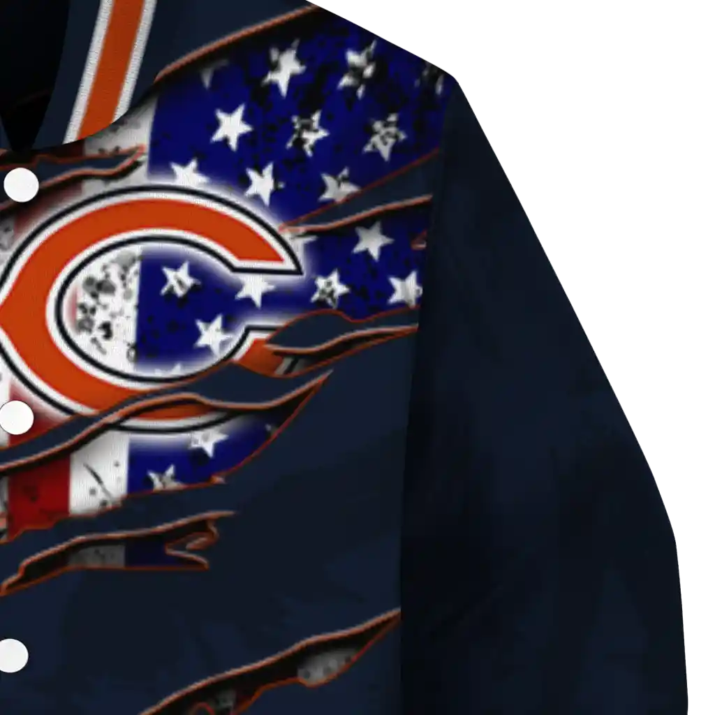 customized chicago bears american pride tears blue varsity jacket premium grade customized chicago bears american pride tears blue varsity jacket premium grade