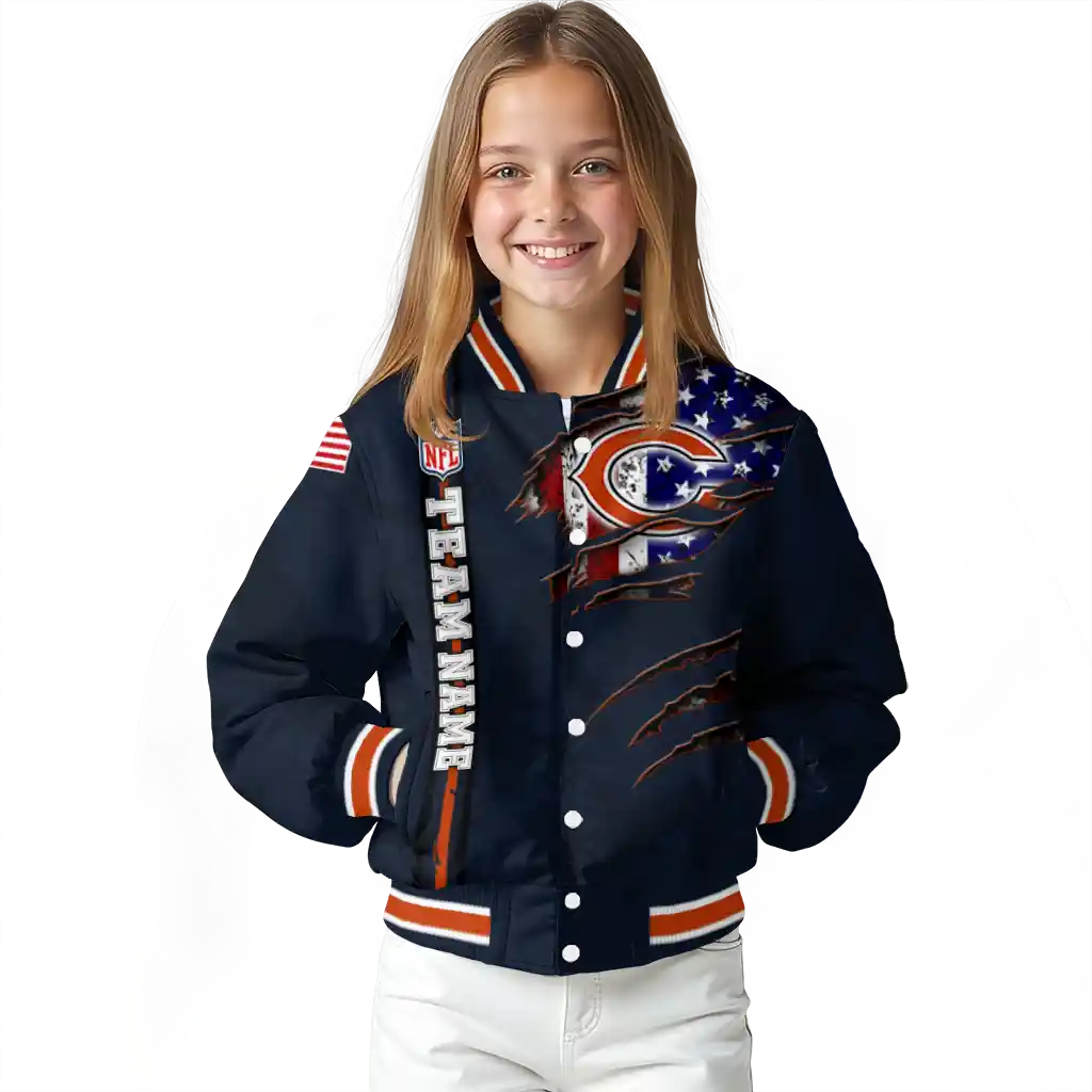 customized chicago bears american pride tears blue varsity jacket top rated customized chicago bears american pride tears blue varsity jacket top rated