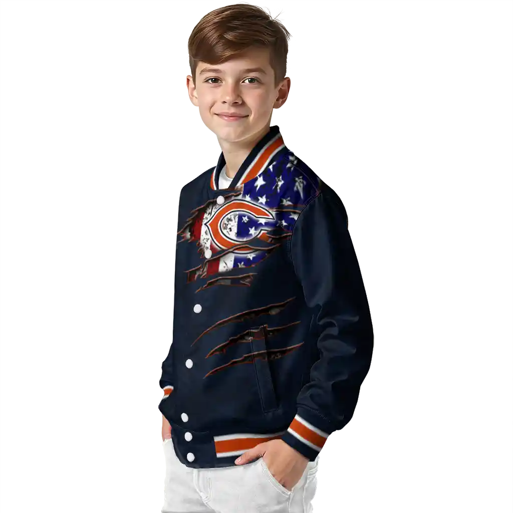 customized chicago bears american pride tears blue varsity jacket trendy customized chicago bears american pride tears blue varsity jacket trendy
