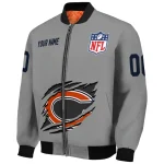 customized chicago bears claw marking grey bomber jacket best selling