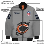 customized chicago bears claw marking grey bomber jacket best selling