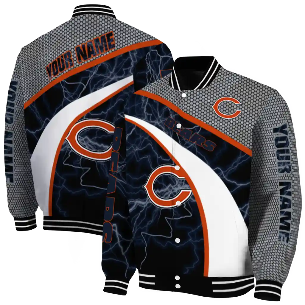 customized chicago bears electric flash blue varsity jacket fashion forward customized chicago bears electric flash blue varsity jacket fashion forward