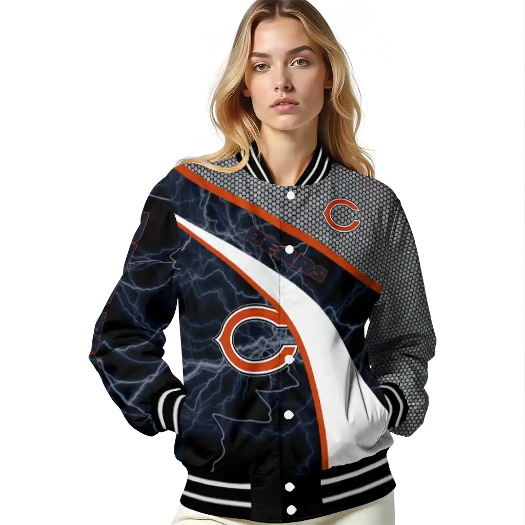 customized chicago bears electric flash blue varsity jacket latest model customized chicago bears electric flash blue varsity jacket latest model