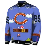customized chicago bears mario blocks blue black varsity jacket best selling