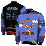 customized chicago bears mario blocks blue black varsity jacket best selling